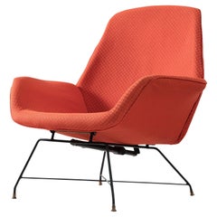 Retro Augusto Bozzi for Saporiti Reclining Lounge Chair in Iron & Red Upholstery 