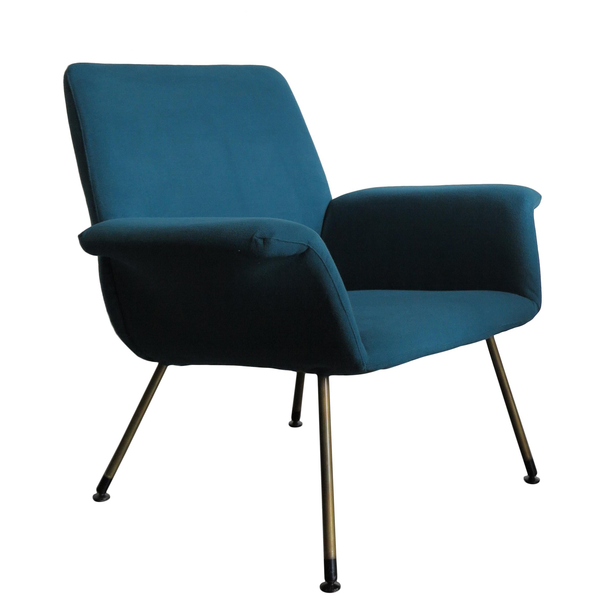 Augusto Bozzi Italian Midcentury Light Blue Armchair for Saporiti Italia, 1960s