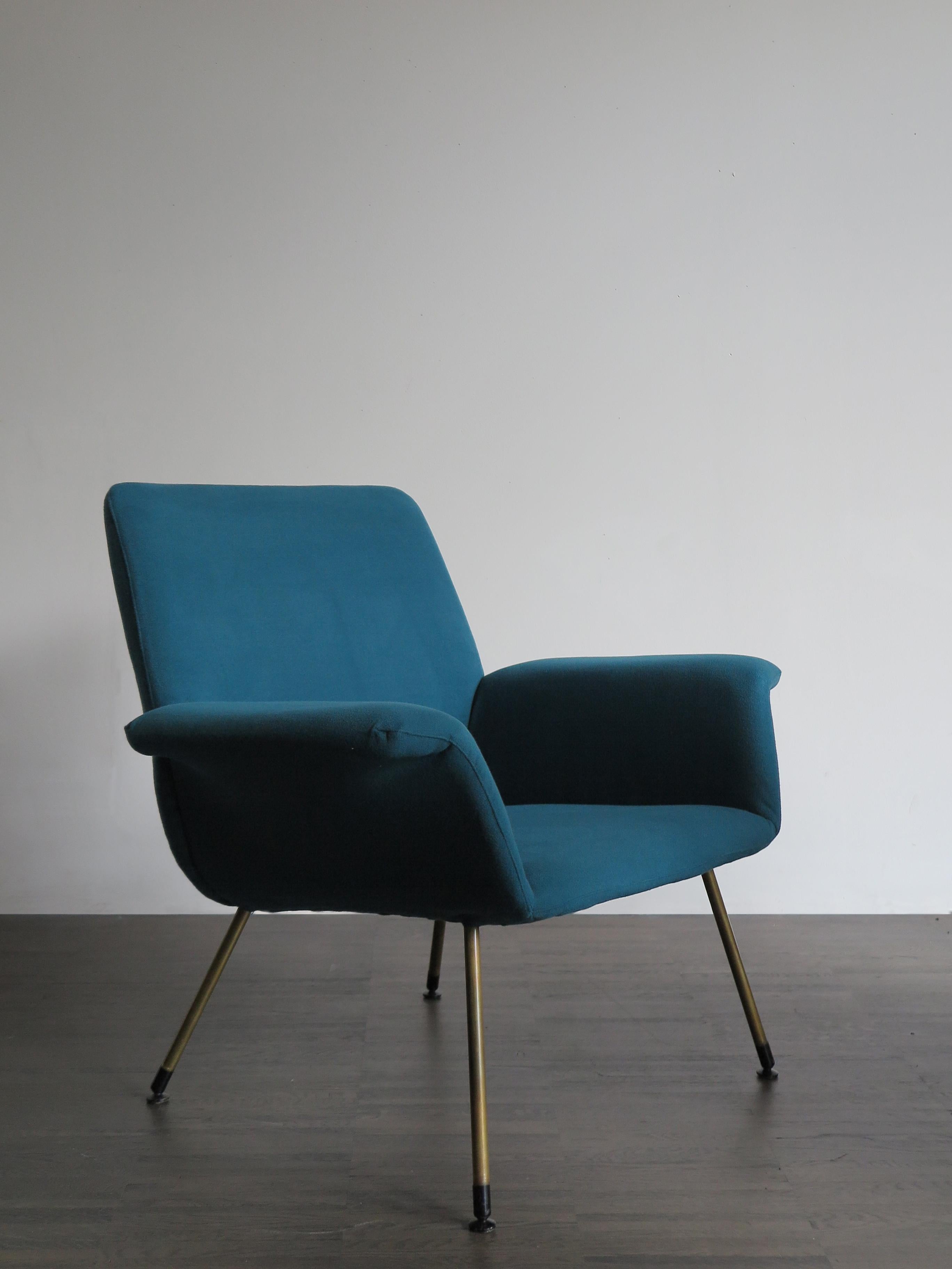Augusto Bozzi Italian Midcentury Light Blue Armchairs for Saporiti Italia, 1960s In Good Condition In Reggio Emilia, IT