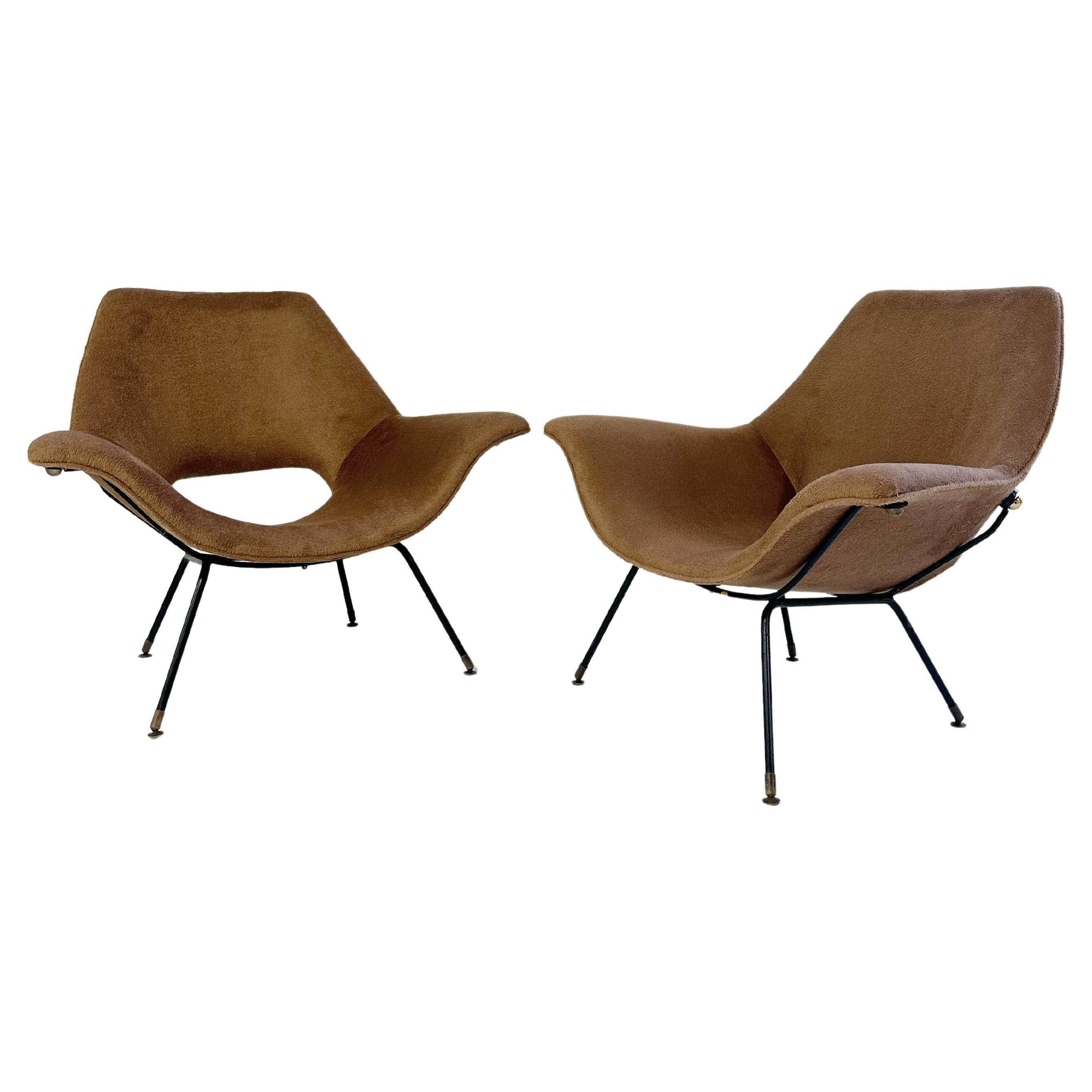 Augusto Bozzi Lounge Chairs in Inata Alpaca Fabric, pair For Sale