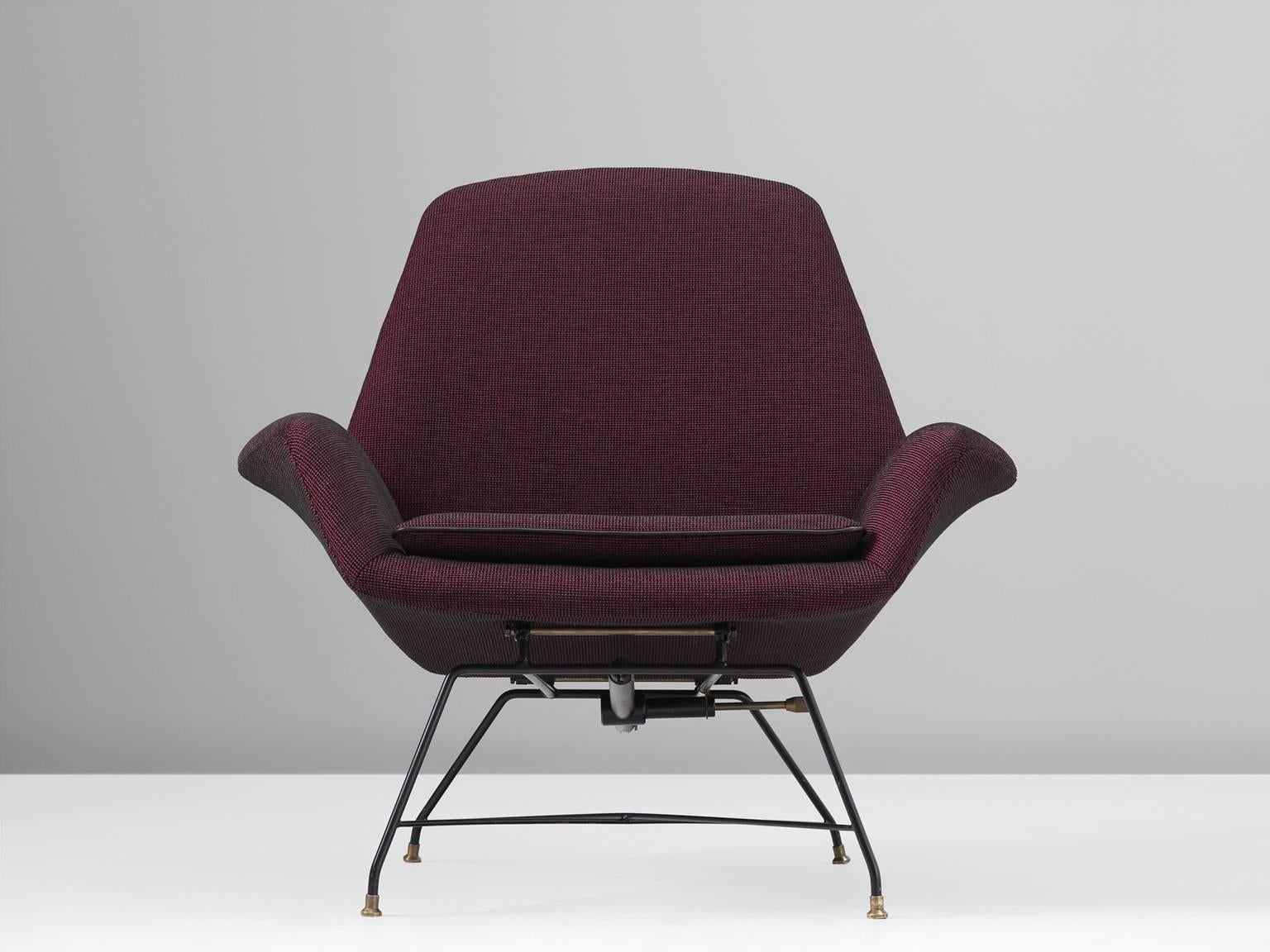 Post-Modern Augusto Bozzi Newly Upholstered Purple Adjustable Easy Chair for Saporiti