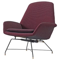 Augusto Bozzi Newly Upholstered Purple Adjustable Easy Chair for Saporiti