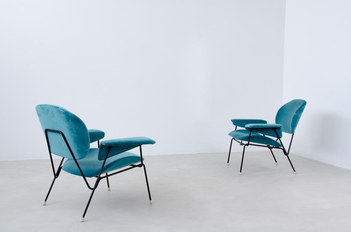 Mid-Century Modern Augusto Bozzi, paire de fauteuils à structure en fer en vente