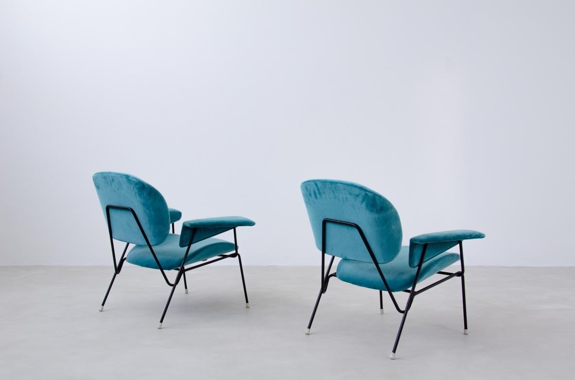 italien Augusto Bozzi, paire de fauteuils à structure en fer en vente