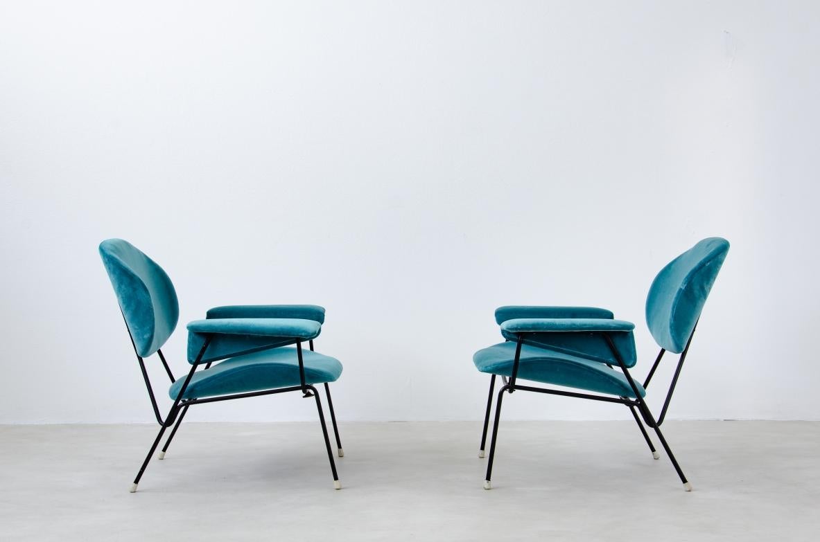 Augusto Bozzi, paire de fauteuils à structure en fer Excellent état - En vente à Milano, IT