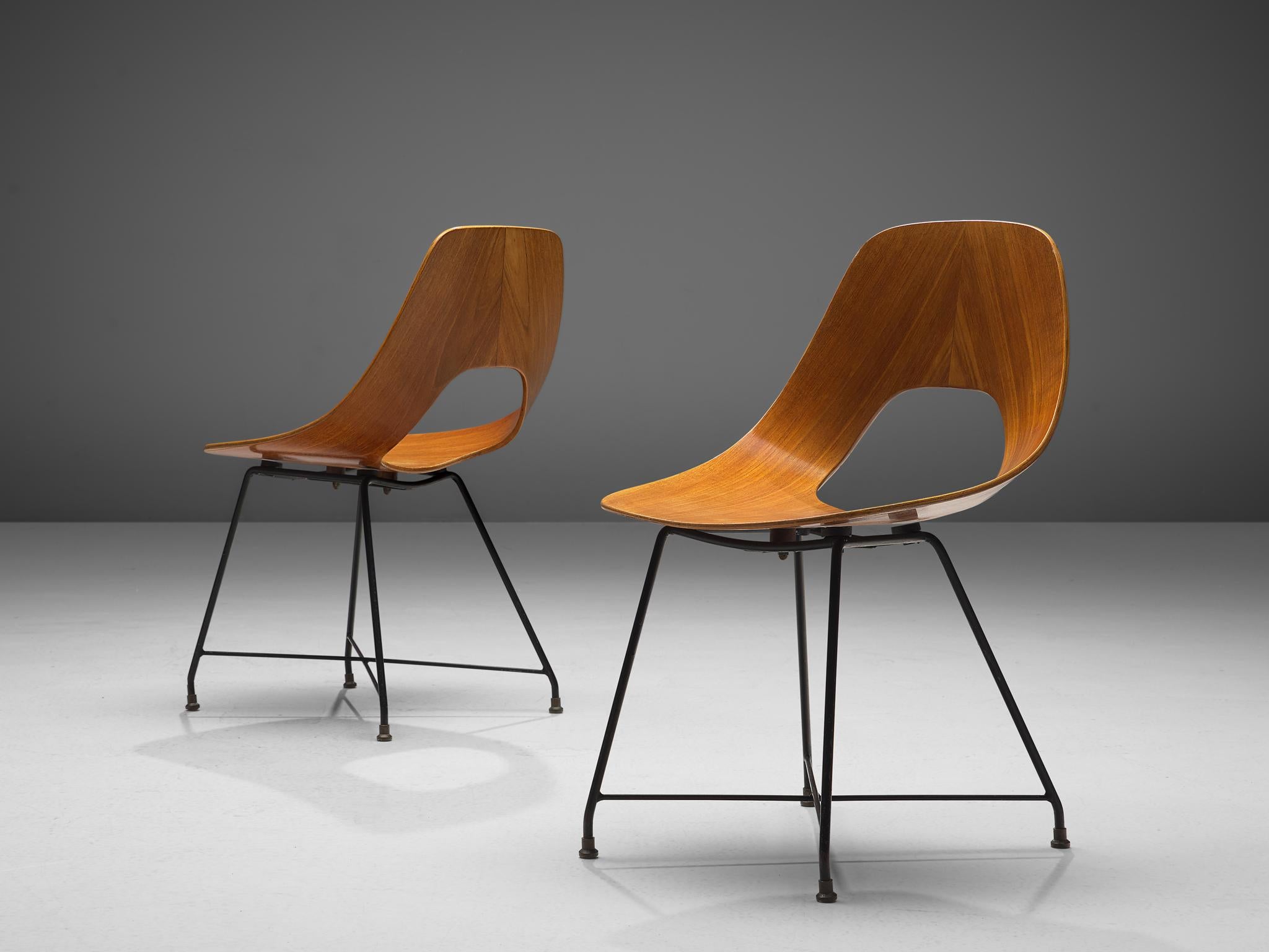 Mid-20th Century Augusto Bozzi Saporiti Set of 'Ariston' Dining Chairs in Teak