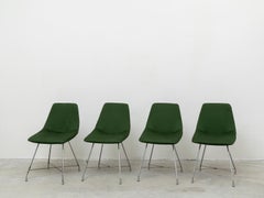 Augusto Bozzi Set of 4 "Aster" Green and Chrome Chairs for Saporiti, 1950s