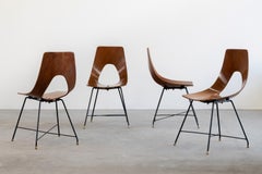 Augusto Bozzi Set of Four Wooden Chairs Ariston for Saporiti, 1950