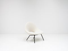 Augusto Bozzi Style Italian Easy Chair, 1950s, in Fluffy Mohair Pierre Frey