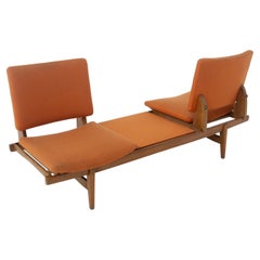 Augusto Bozzi Vintage Bench in Wood and Fabric for Saporiti