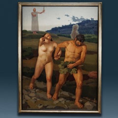 Vintage The Expulsion of Adam and Eve. 1936, Oil on canvas
