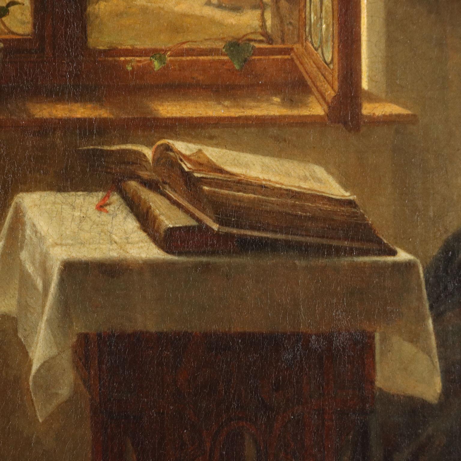 Dipinto di Augusto Friedrich Siegert Interno con Figura Femminile en venta 4