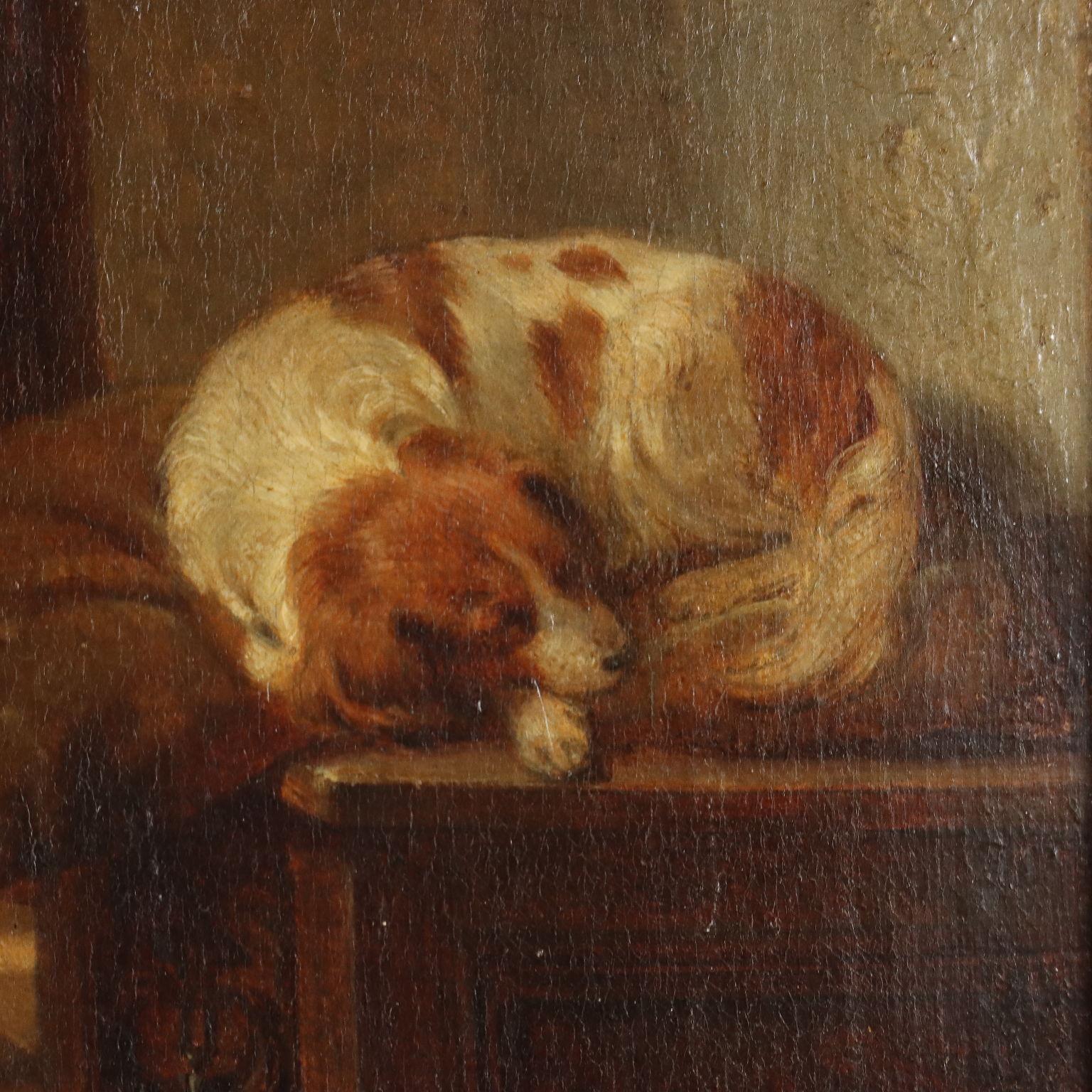 Dipinto di Augusto Friedrich Siegert Interno con Figura Femminile en venta 8