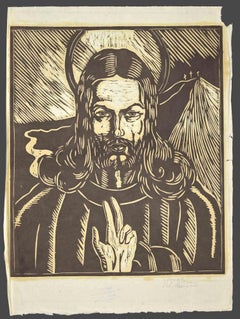 Antique Christ - Woodcut by Augusto Monari - Early 20th Century