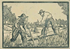 Peasants - Impression sur bois d'Augusto Monari - Début du 20e siècle