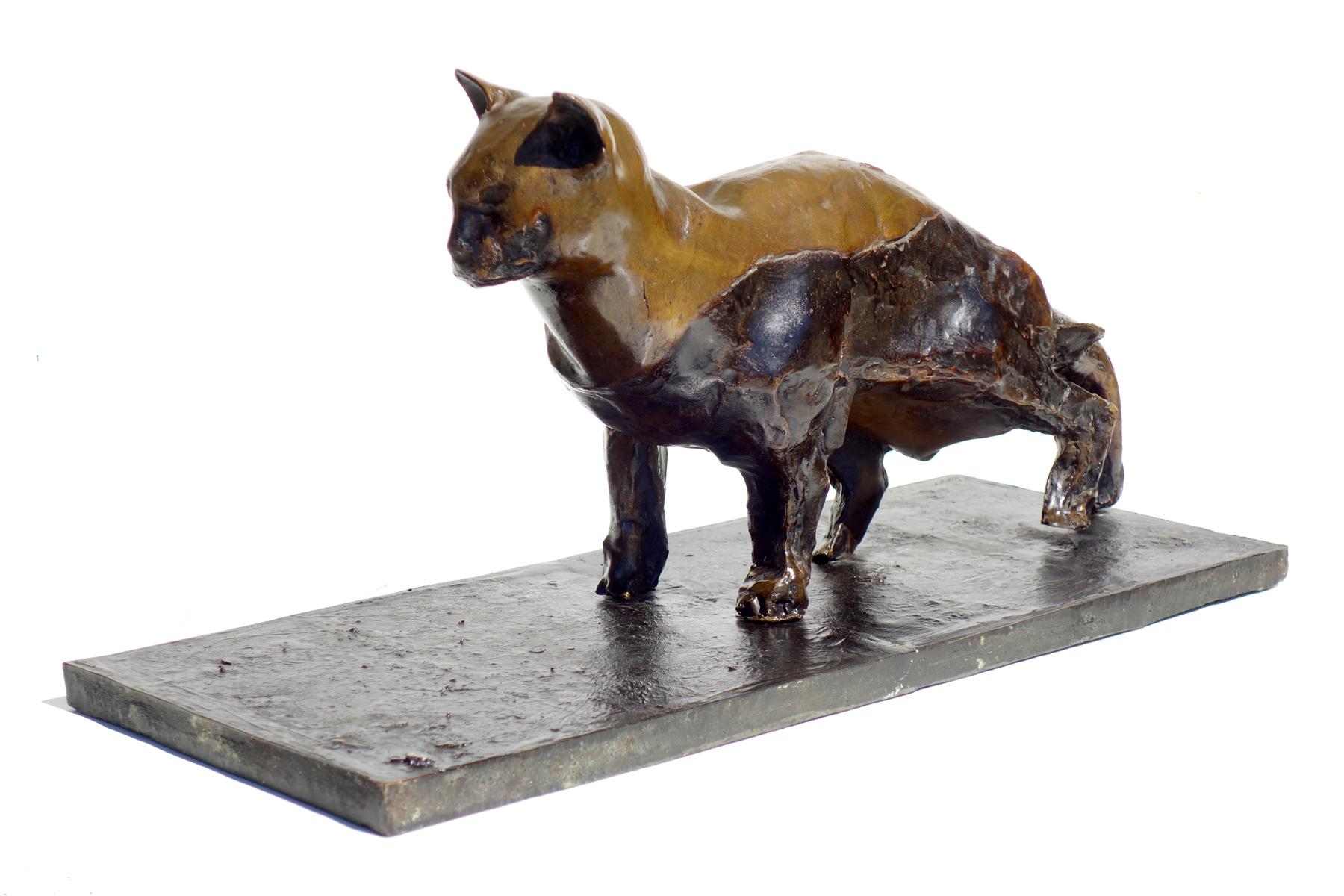 Late 20th Century Augusto Perez Cat Bronze Sculpture For Sale