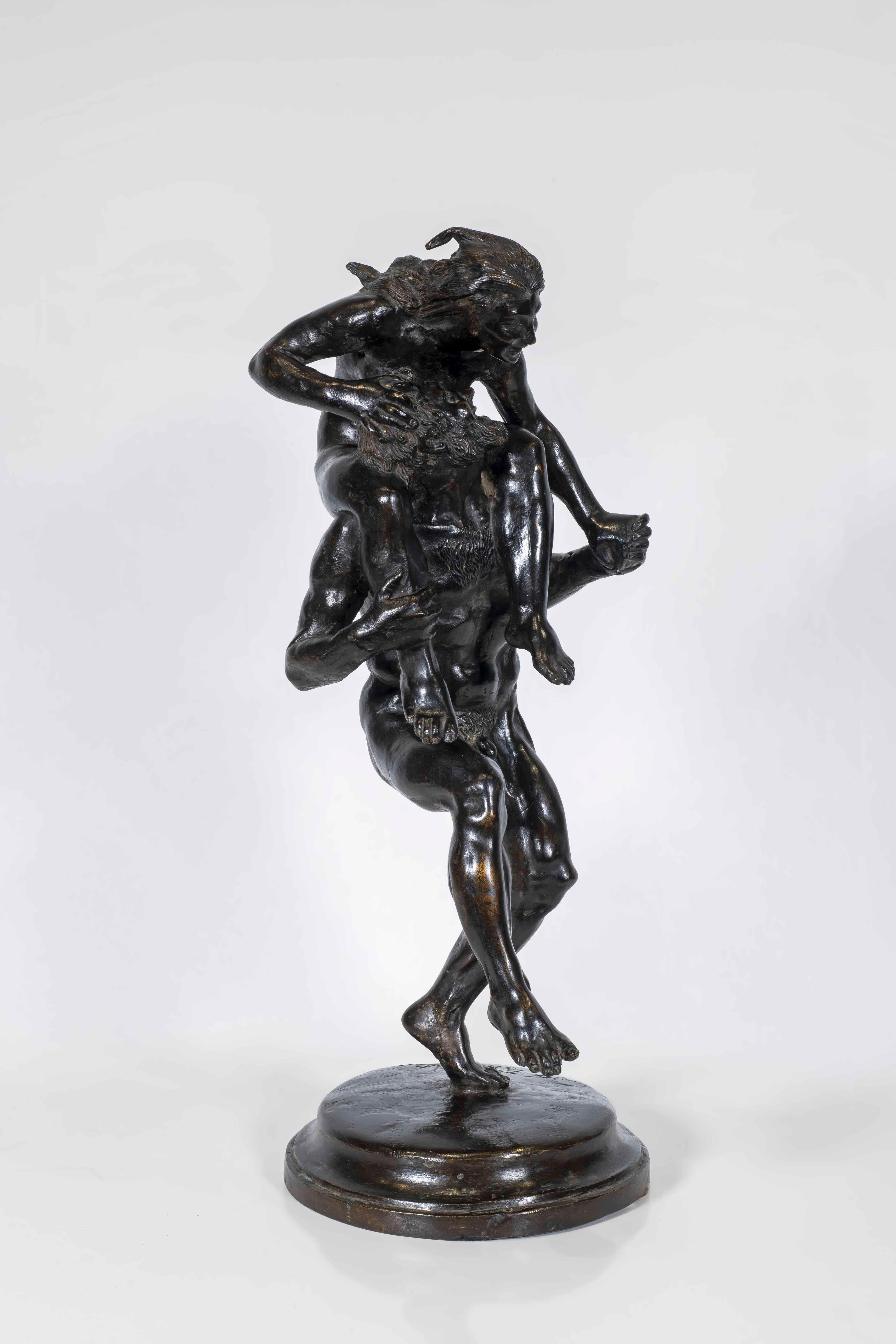 Faun and Nymph - Sculpture by Augusto Rivalta
