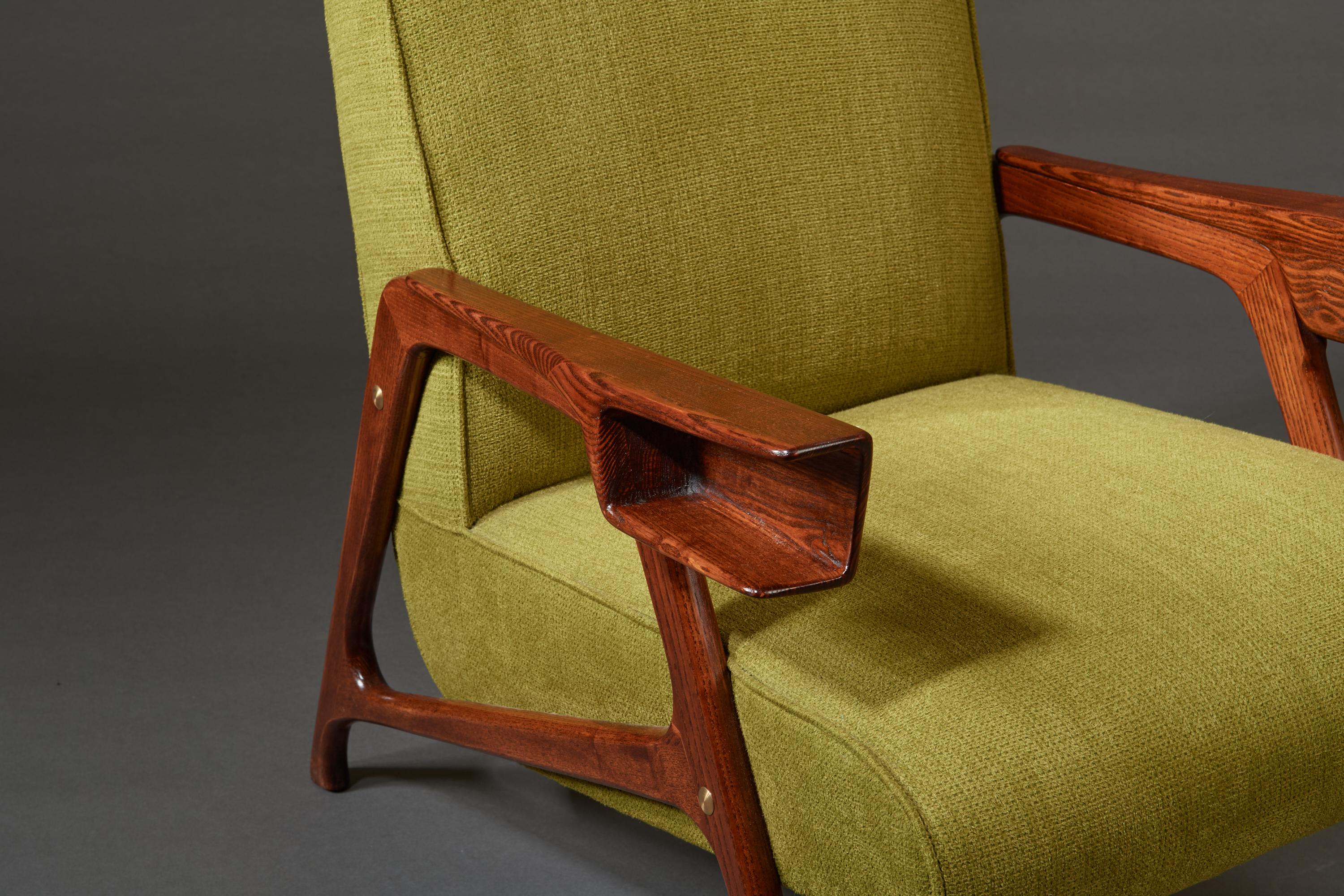 Augusto Romano, Architectural Mahogany Armchair and Ottoman, Italy, 1950s For Sale 11