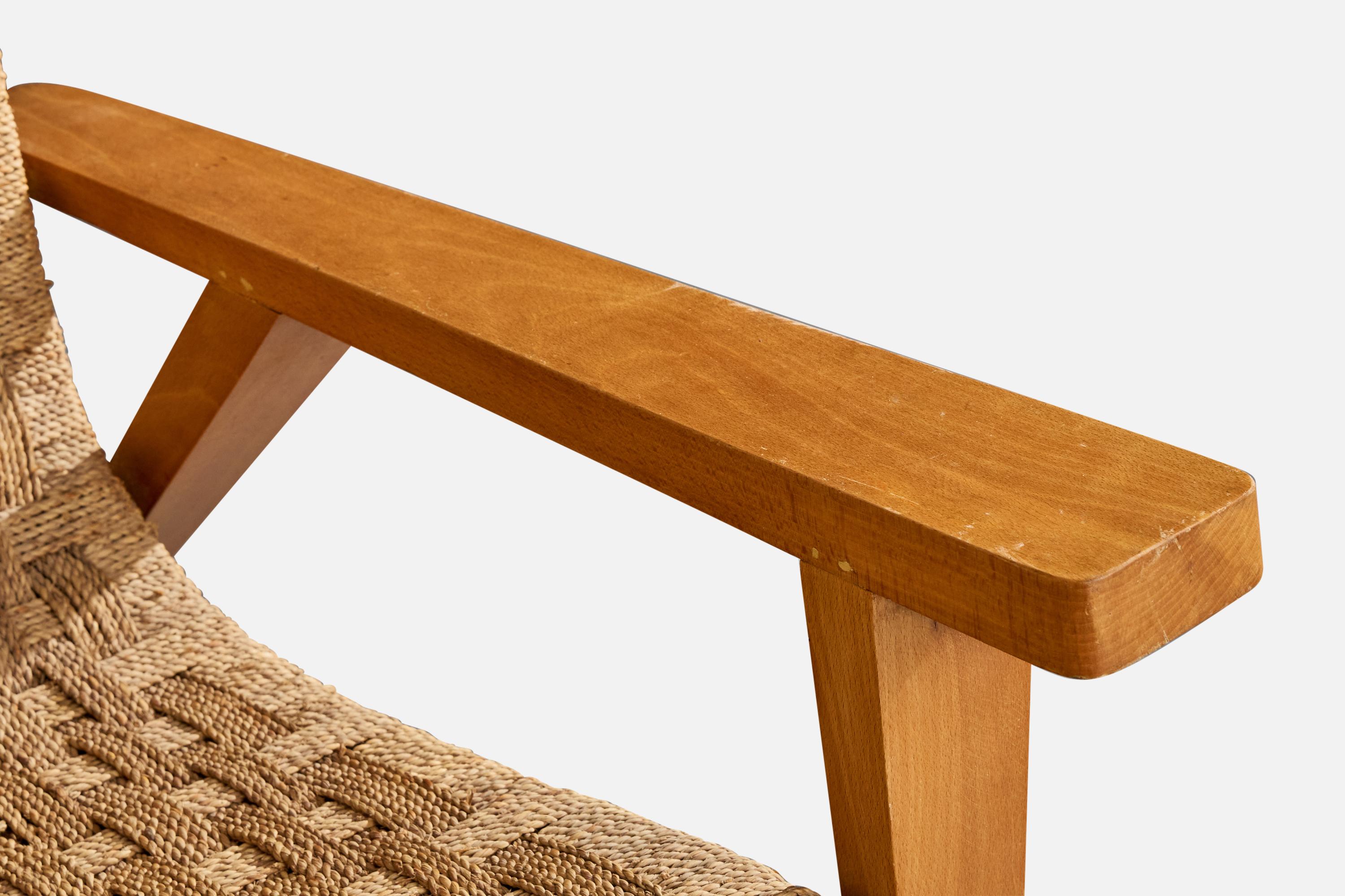 Augusto Romano Atribución, Sillas de salón, Madera, Rush, Italia, Década de 1940 en venta 4