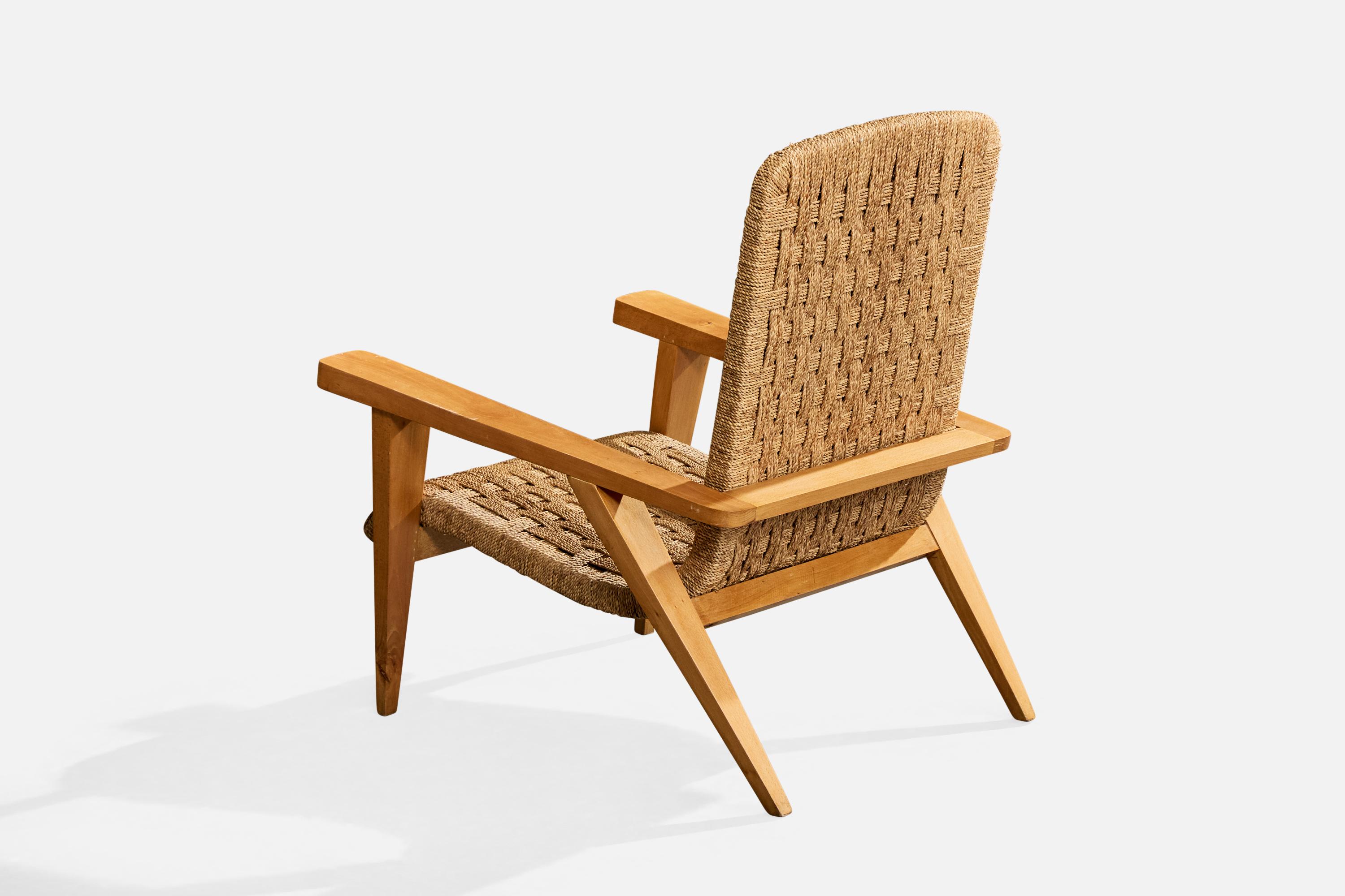 Augusto Romano Atribución, Sillas de salón, Madera, Rush, Italia, Década de 1940 mediados del siglo XX en venta