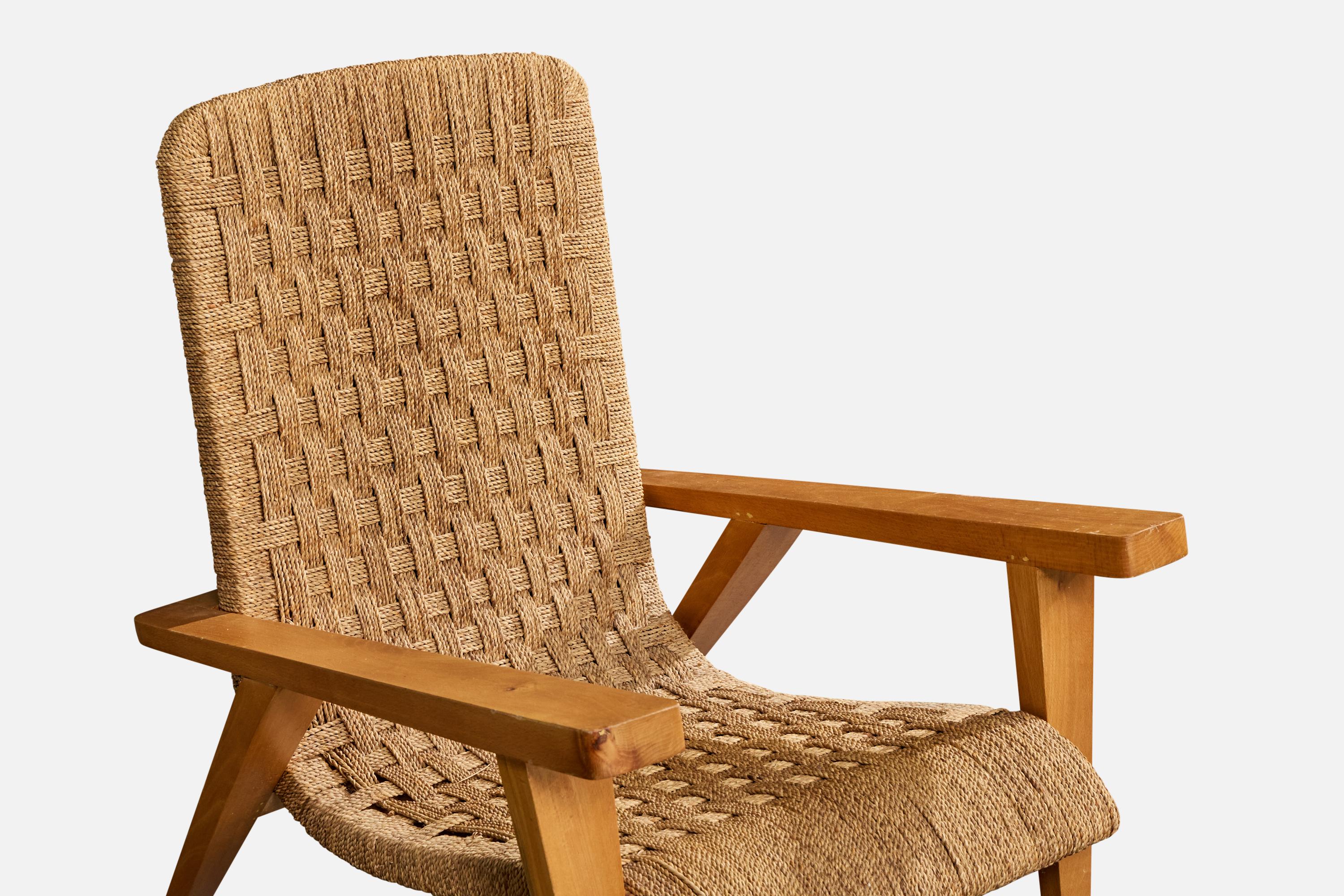 Augusto Romano Atribución, Sillas de salón, Madera, Rush, Italia, Década de 1940 en venta 2