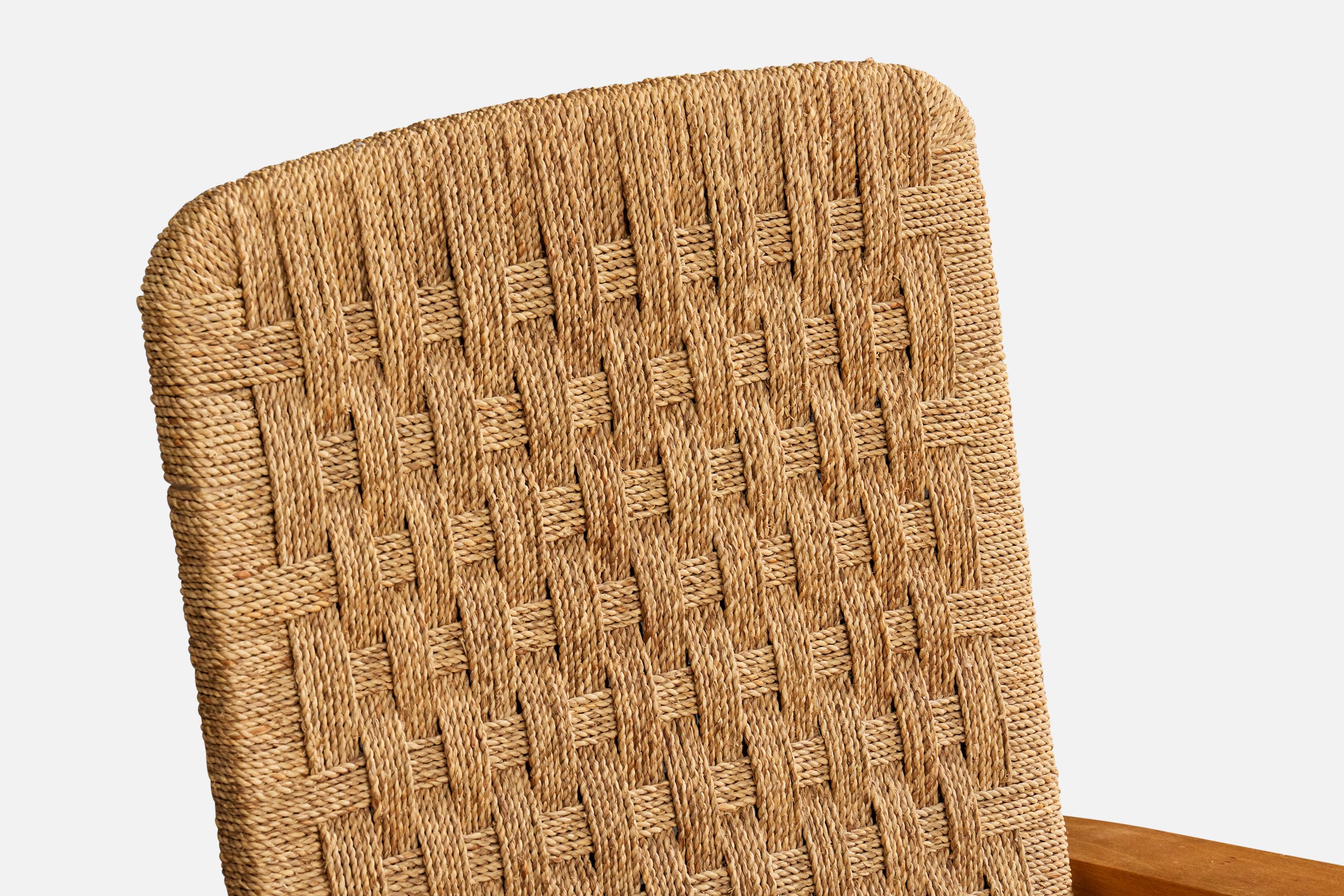 Augusto Romano Atribución, Sillas de salón, Madera, Rush, Italia, Década de 1940 en venta 3