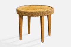 Augusto Romano Attribution, Side Table, Wood, Rush, Italy, 1940s