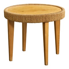 Augusto Romano Attribution, Side Table, Wood, Rush, Italy, 1940s