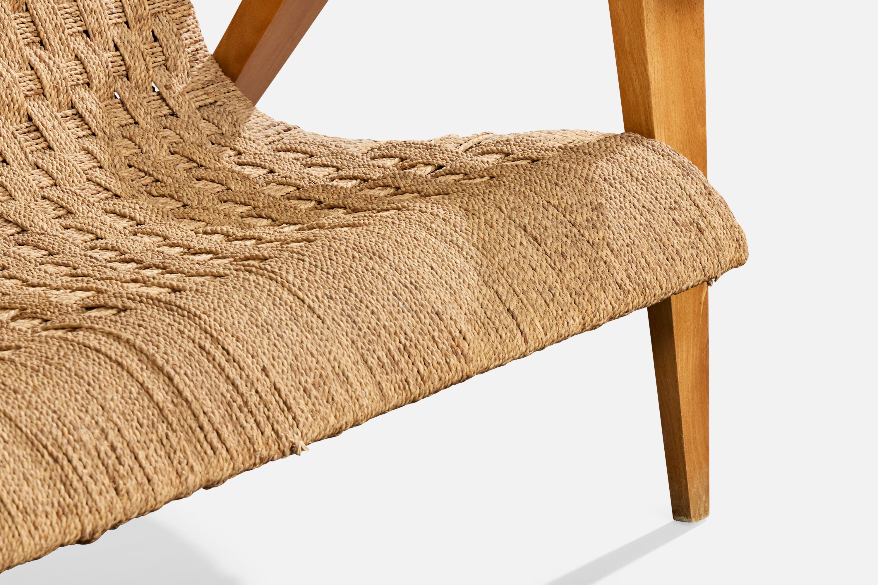 Augusto Romano Atribución, Sofá, Madera, Rush, Italia, Década de 1940 en venta 4