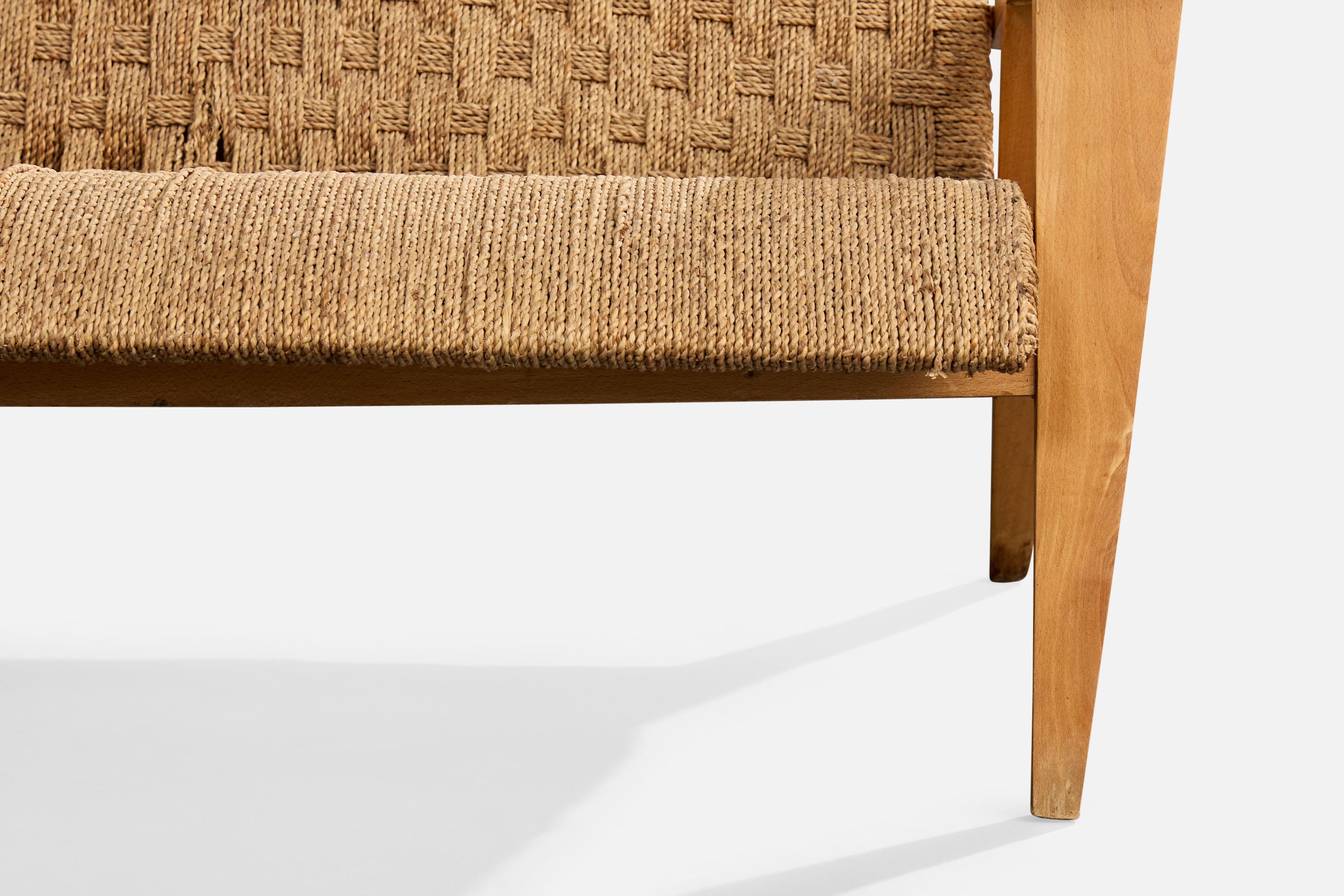 Augusto Romano Atribución, Sofá, Madera, Rush, Italia, Década de 1940 en venta 5