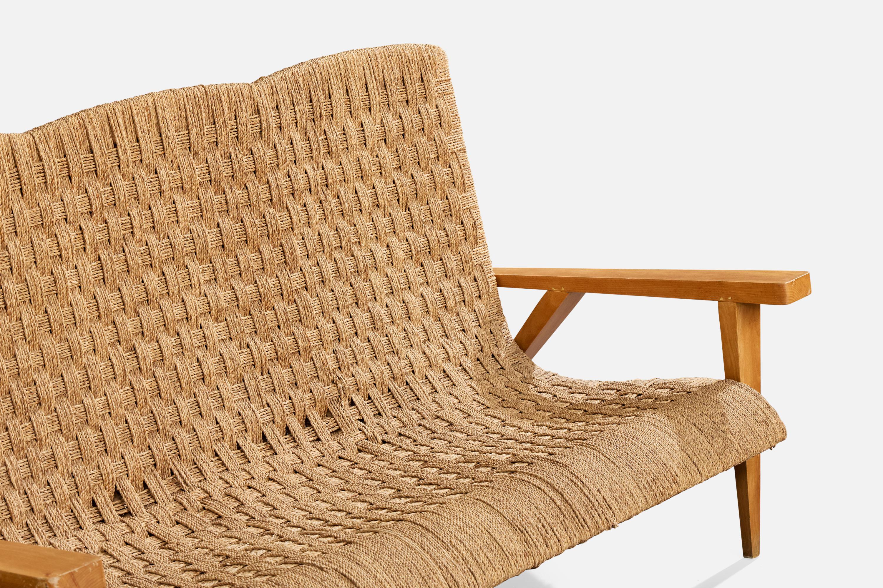 Augusto Romano Atribución, Sofá, Madera, Rush, Italia, Década de 1940 mediados del siglo XX en venta