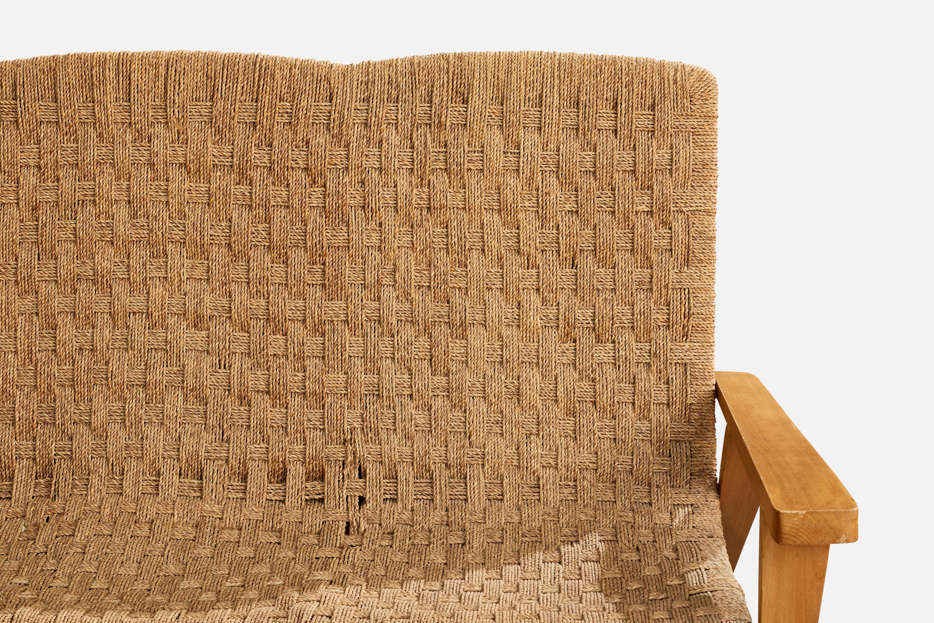 Augusto Romano Atribución, Sofá, Madera, Rush, Italia, Década de 1940 en venta 3