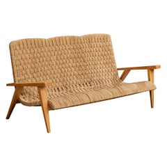 Used Augusto Romano Attribution, Sofa, Wood, Rush, Italy, 1940s