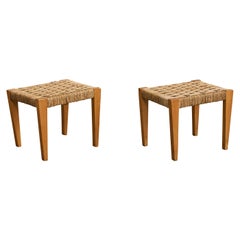 Augusto Romano Attribution, Stools, Wood, Rush, Italy, 1940s