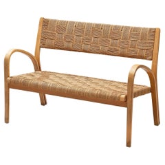 Augusto Romano Bench in Braided Straw and Blond Wood 
