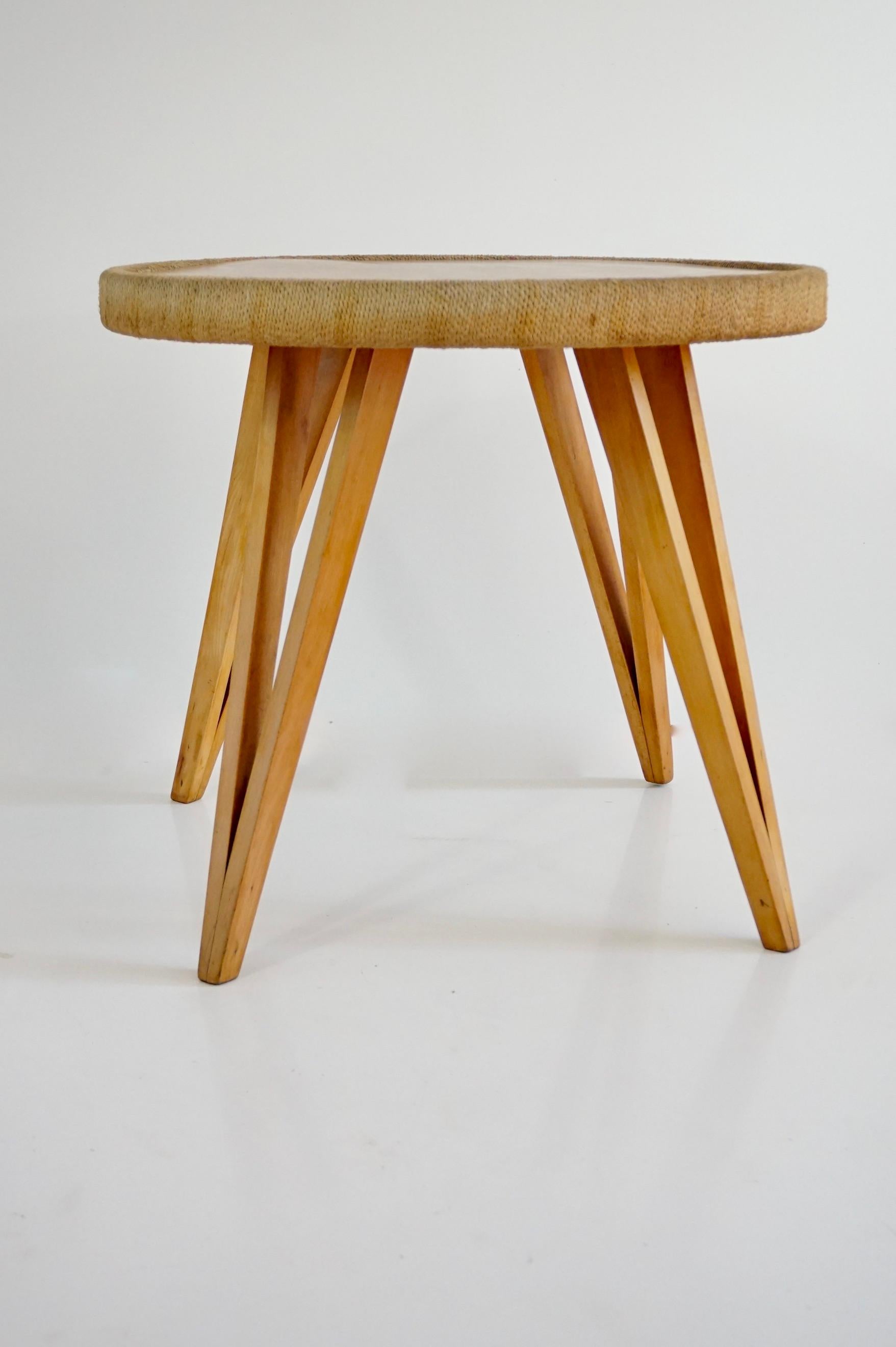 Augusto Romano Rundbuche und Stroh  Couchtisch, 1948 im Zustand „Gut“ im Angebot in Rome, IT