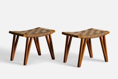 Augusto Romano, Stools, Beech, Hemp, Italy, 1950s