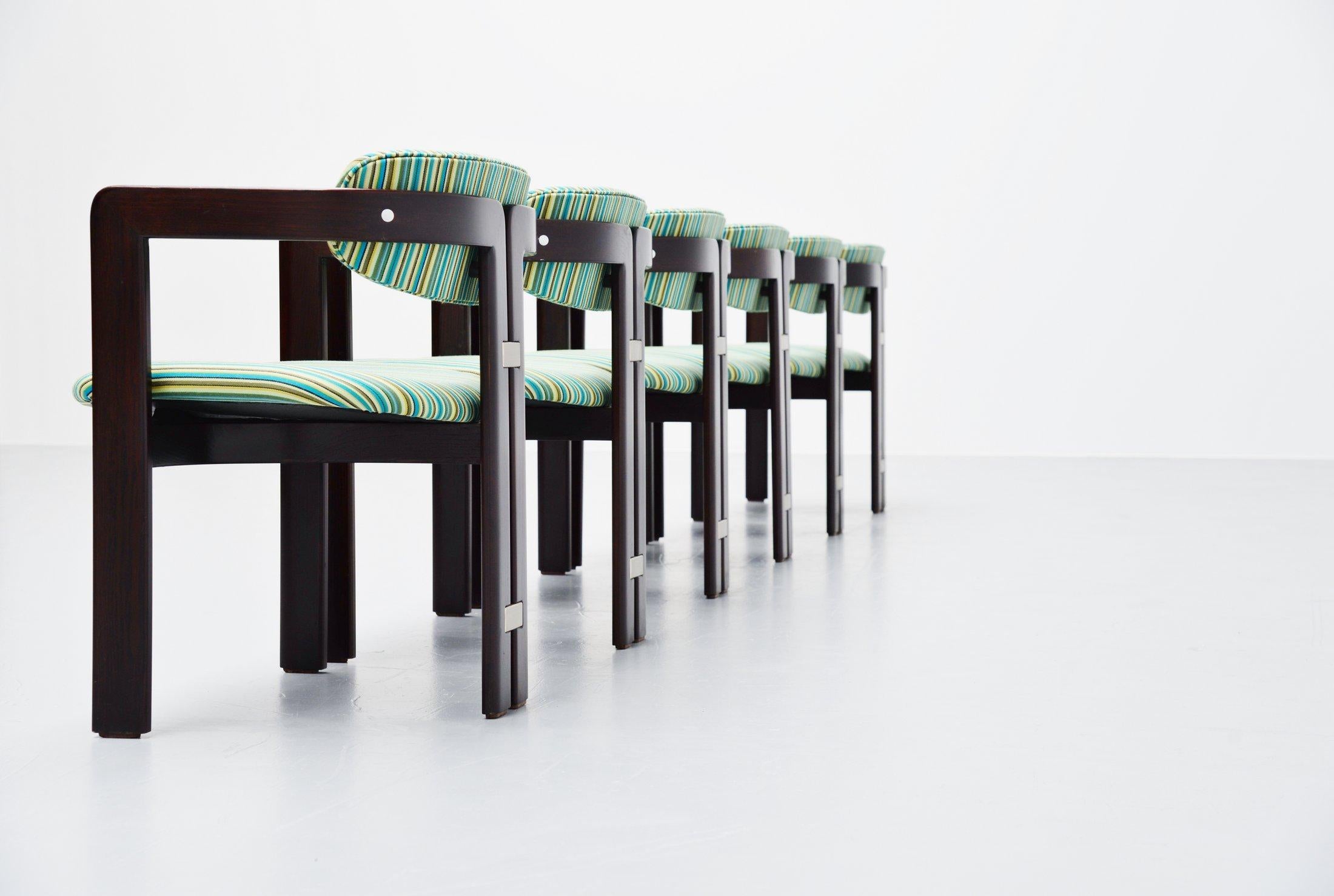 Mid-Century Modern Augusto Savini 6 Pamplona Chairs Pozzi, Italy, 1965