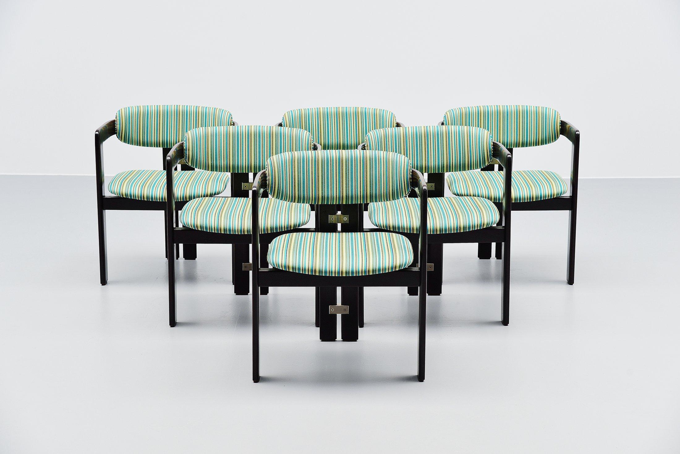 Augusto Savini 6 Pamplona Chairs Pozzi, Italy, 1965 In Good Condition In Roosendaal, Noord Brabant