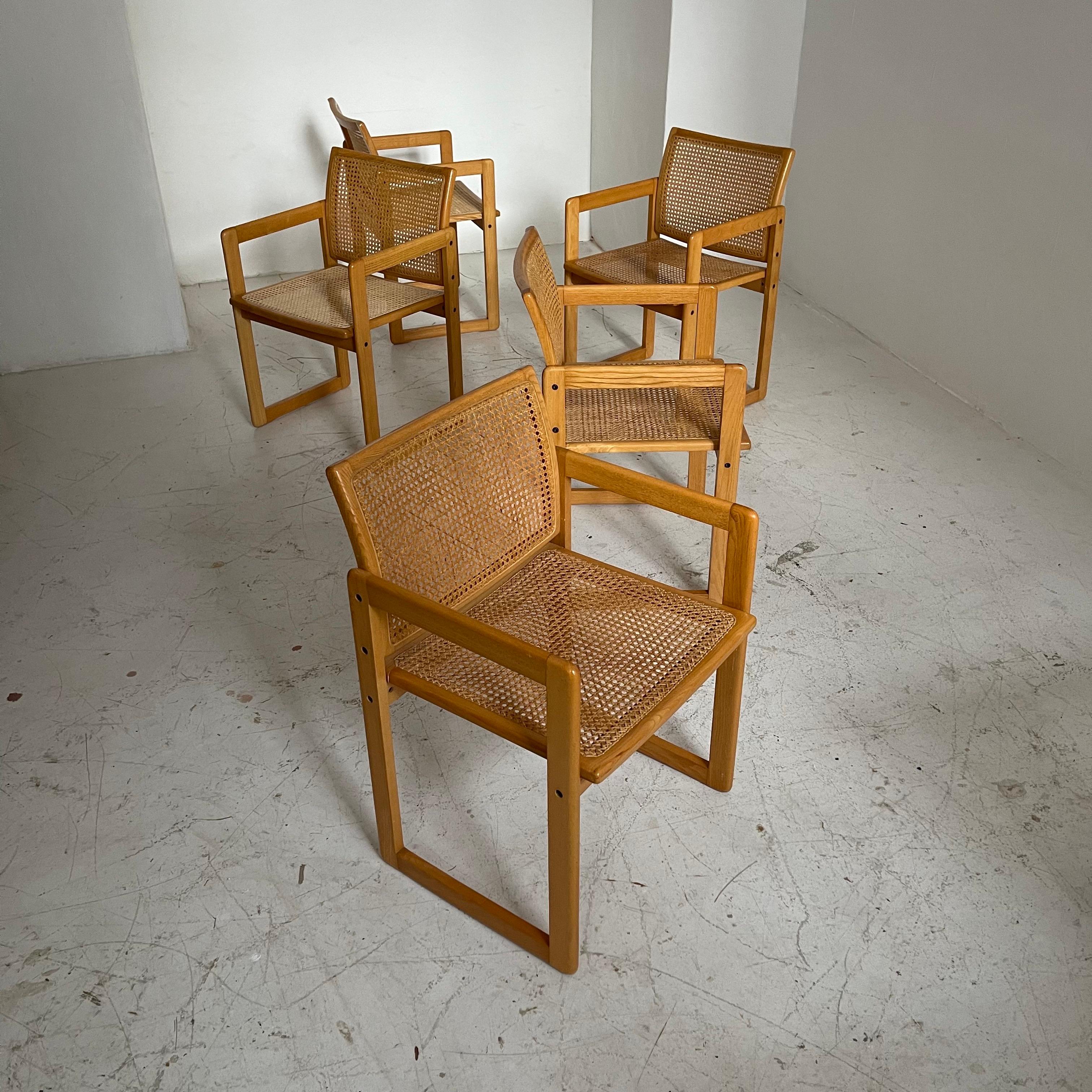 Augusto Savini attributed dining chairs by Pozzi, set of five, Italy 1976.