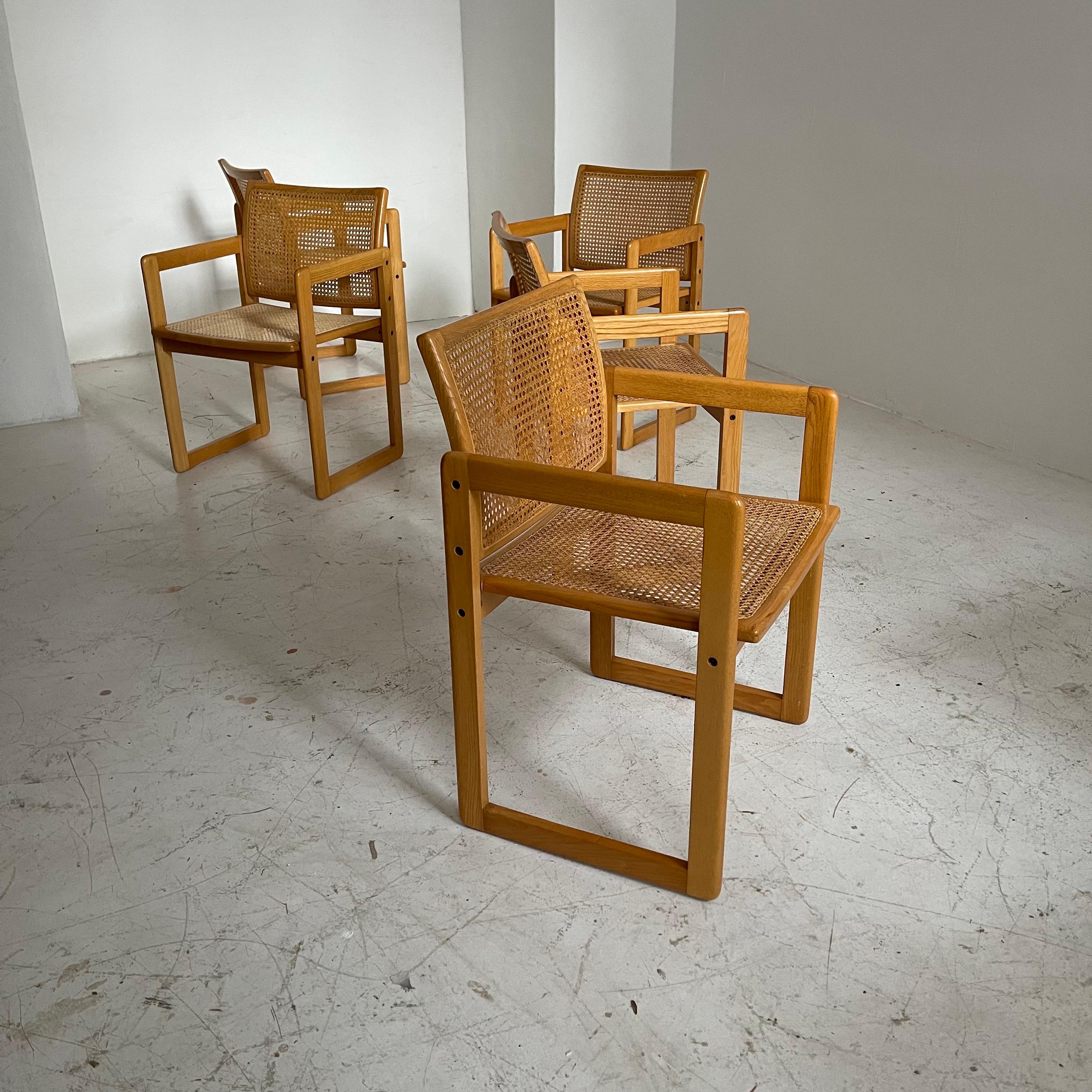 Mid-Century Modern Augusto Savini Attributed Dining Chairs by Pozzi, Set of Five, Italy 1980 For Sale