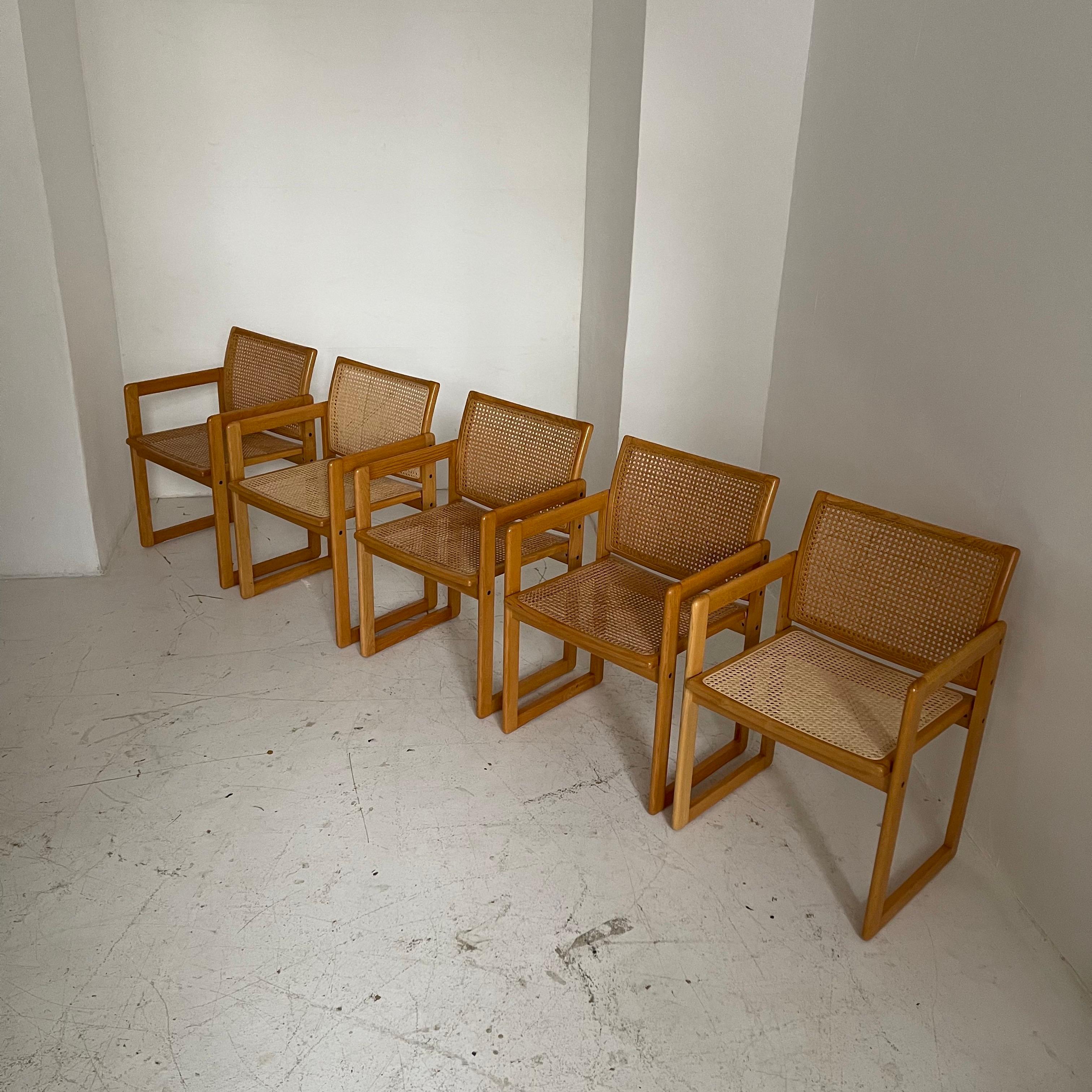 Italian Augusto Savini Attributed Dining Chairs by Pozzi, Set of Five, Italy 1980 For Sale