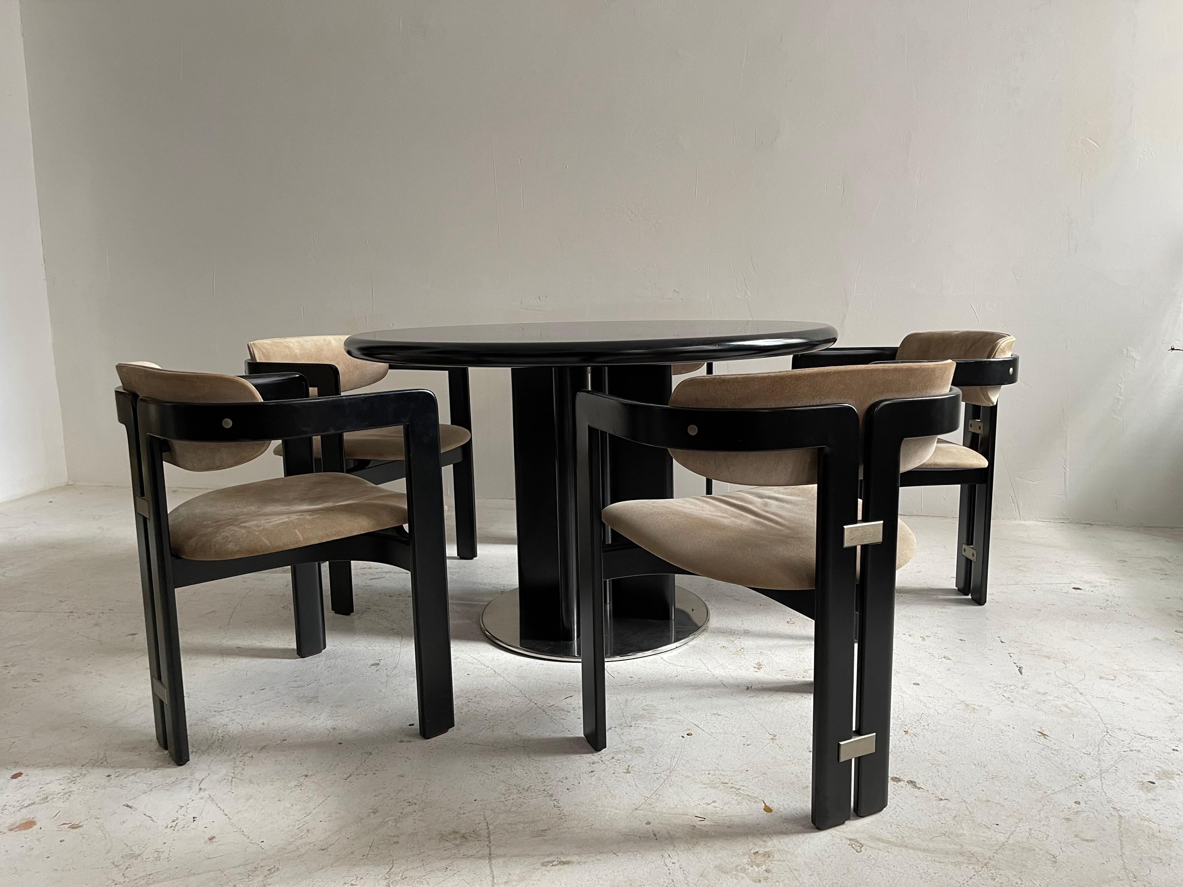 Mid-Century Modern Augusto Savini Dining Room Set of Five 'Pamplona' Dining Chairs Dining Table