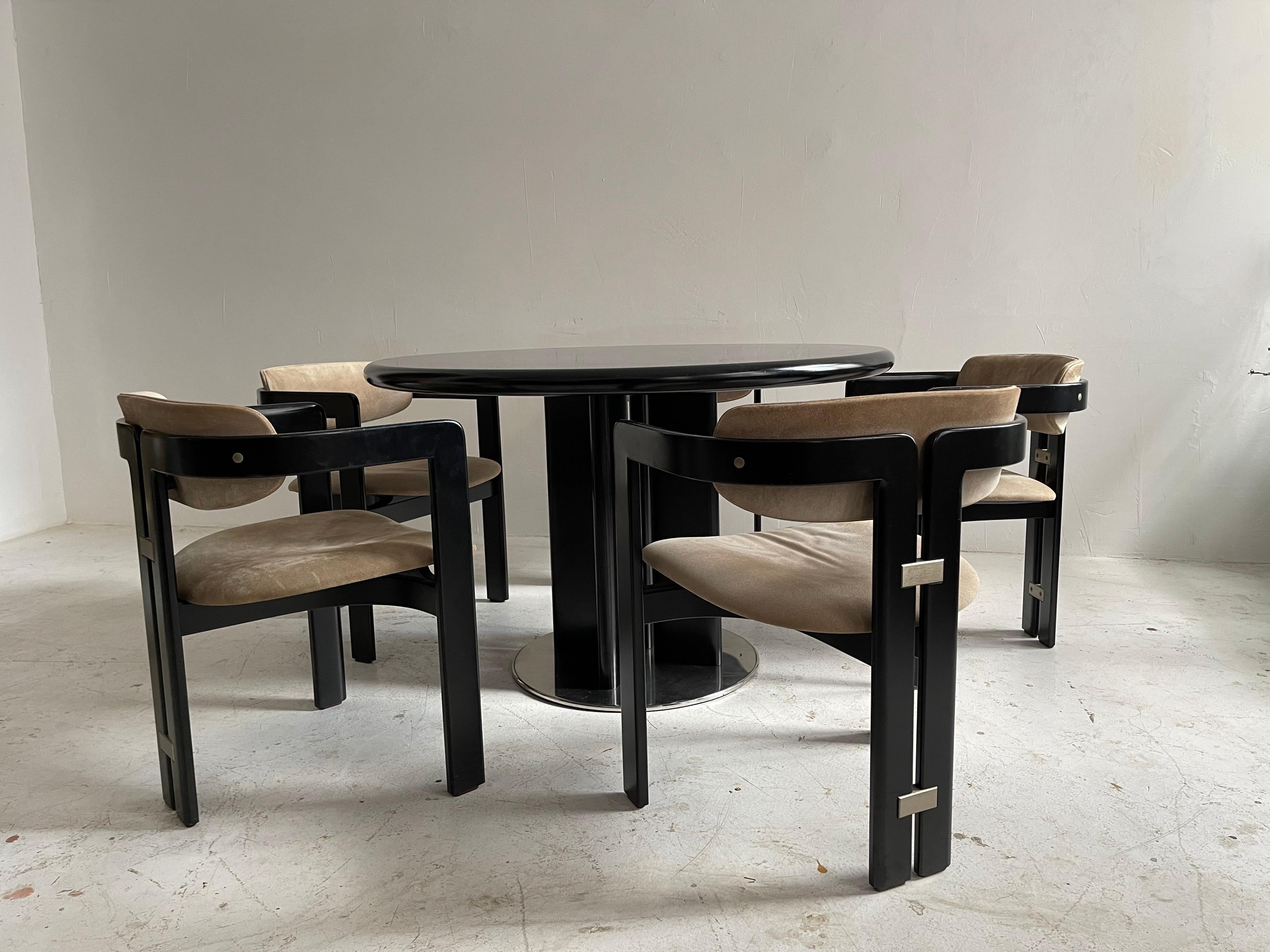 Italian Augusto Savini Dining Room Set of Five 'Pamplona' Dining Chairs Dining Table