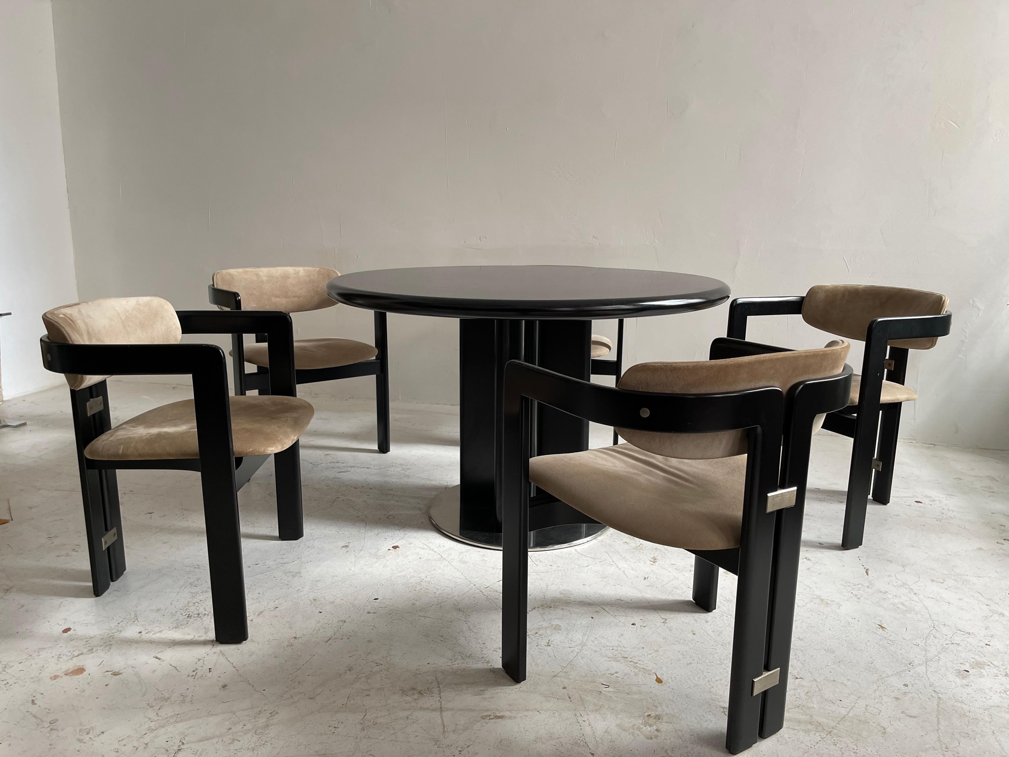 Late 20th Century Augusto Savini Dining Room Set of Five 'Pamplona' Dining Chairs Dining Table