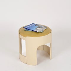 Augusto Savini for Pozzi Ivory Lacquered Stool or Side Table, Italy, 1970s