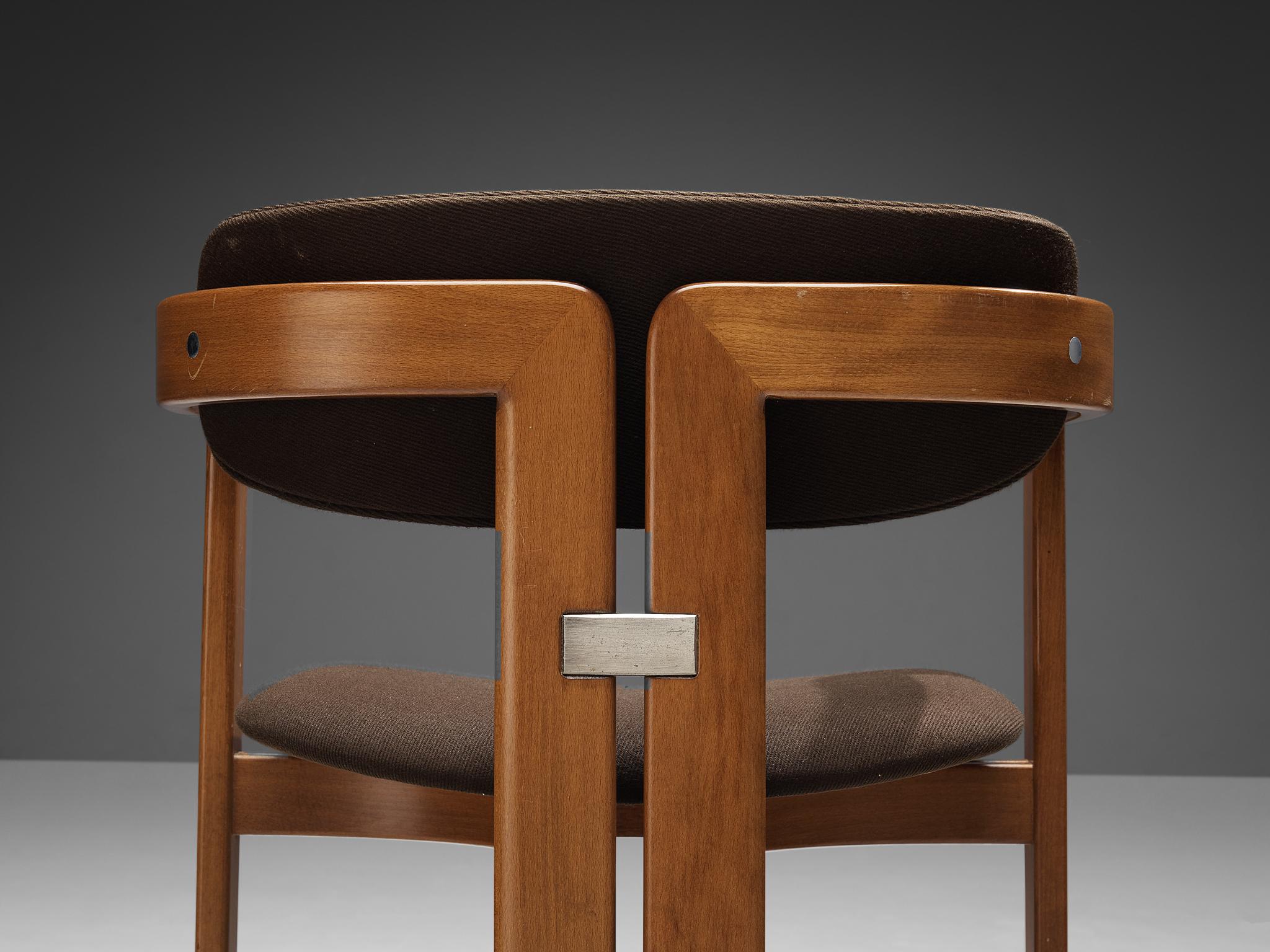 Mid-Century Modern Augusto Savini pour Pozzi paire de chaises de salle à manger «amplona » en noyer 