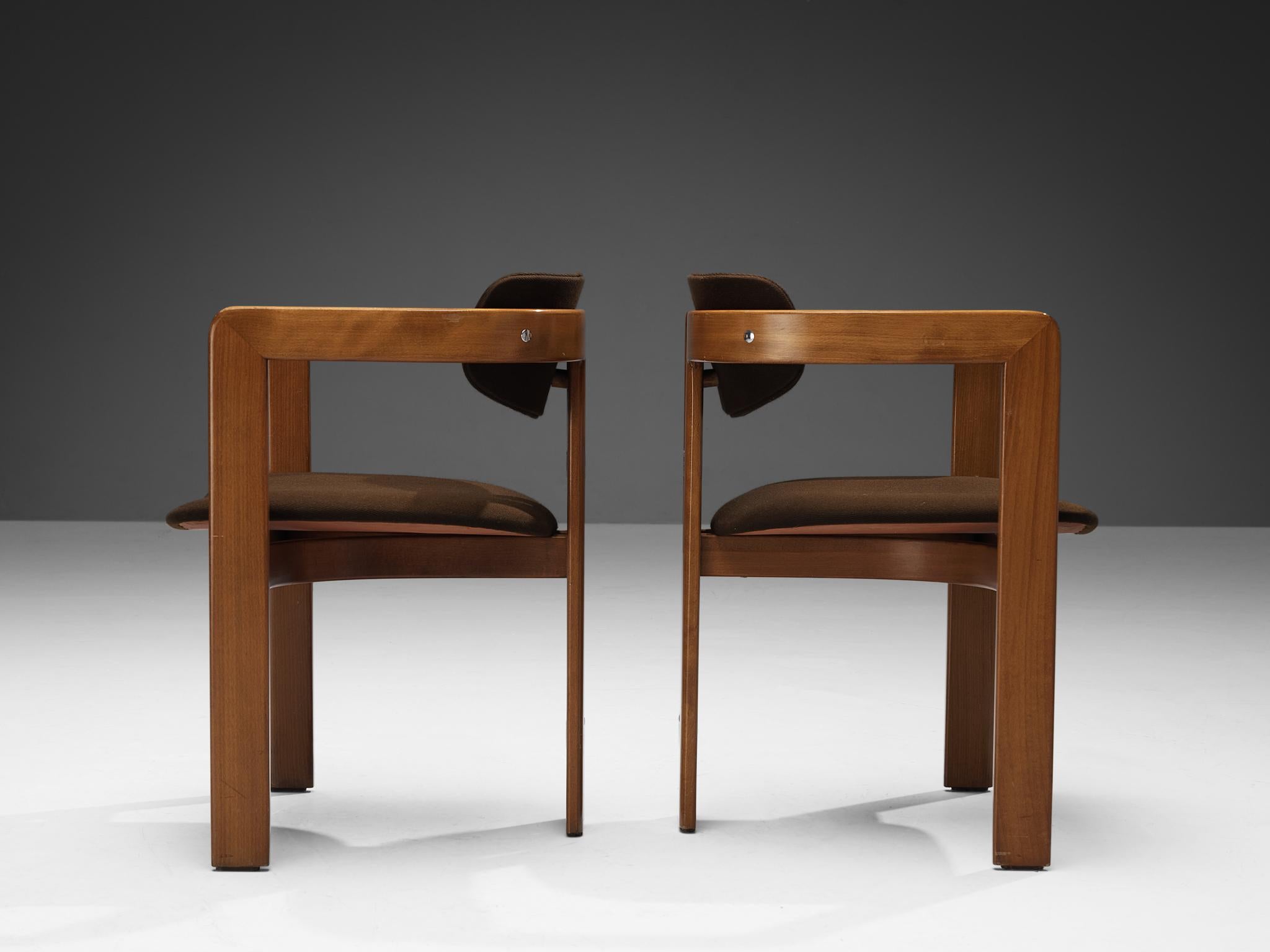 Mid-Century Modern Augusto Savini for Pozzi Pair of 'Pamplona' Dining Chairs in Walnut 