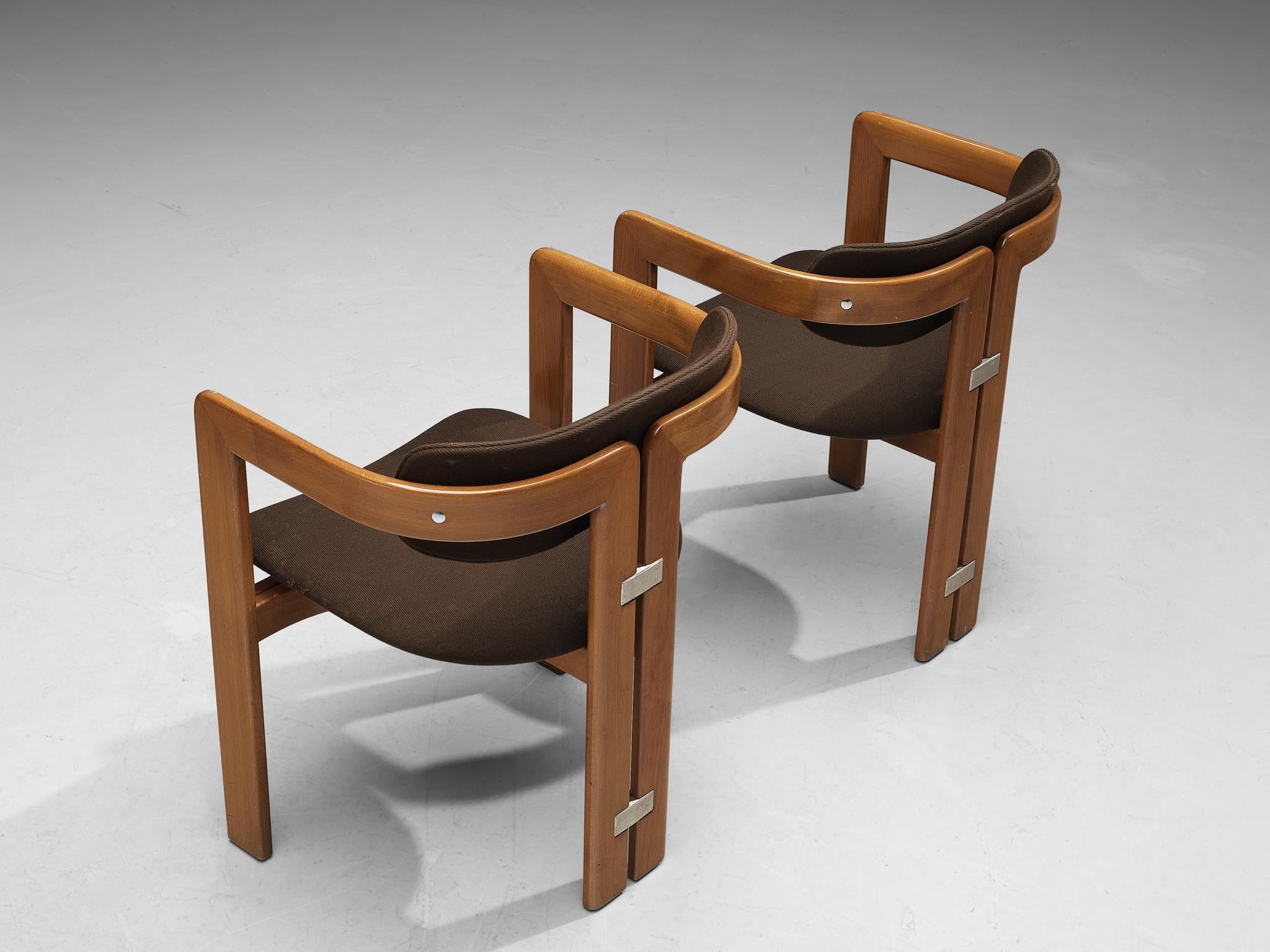 Tissu Augusto Savini pour Pozzi paire de chaises de salle à manger «amplona » en noyer 