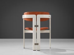 Chaise de salle à manger «amplona » d'Augusto Savini pour Pozzi en frêne et cuir rouge